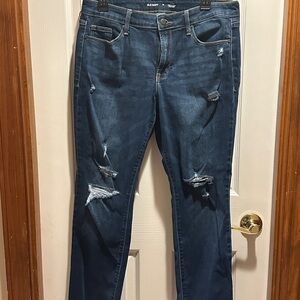 Old Navy Blue Straight Leg Jeans Distressed